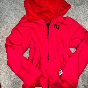 PINK Sherpa Reversible Zip Hoodie XL